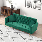 71 inch convertible love seat sofa, American retro  green velvet, suitable for small living room, bedroom, office - Grand Goldman Shop