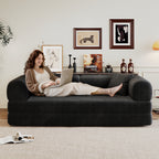 78.8' Compression Sofa,Convertible Floor Sofa Bed-with Pillow Back Support Armrest,Comfy Futon Couch Sleeper Bed,Loveseats Boneless Modular Sectional Sofa,Corduroy fabric,for Living Room,Bedroom,Black - Grand Goldman Shop
