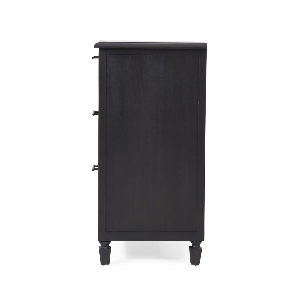 Newell Rustic Acacia Wood and Cane 3 Drawer Dresser - Grand Goldman Shop