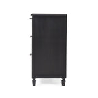 Newell Rustic Acacia Wood and Cane 3 Drawer Dresser - Grand Goldman Shop