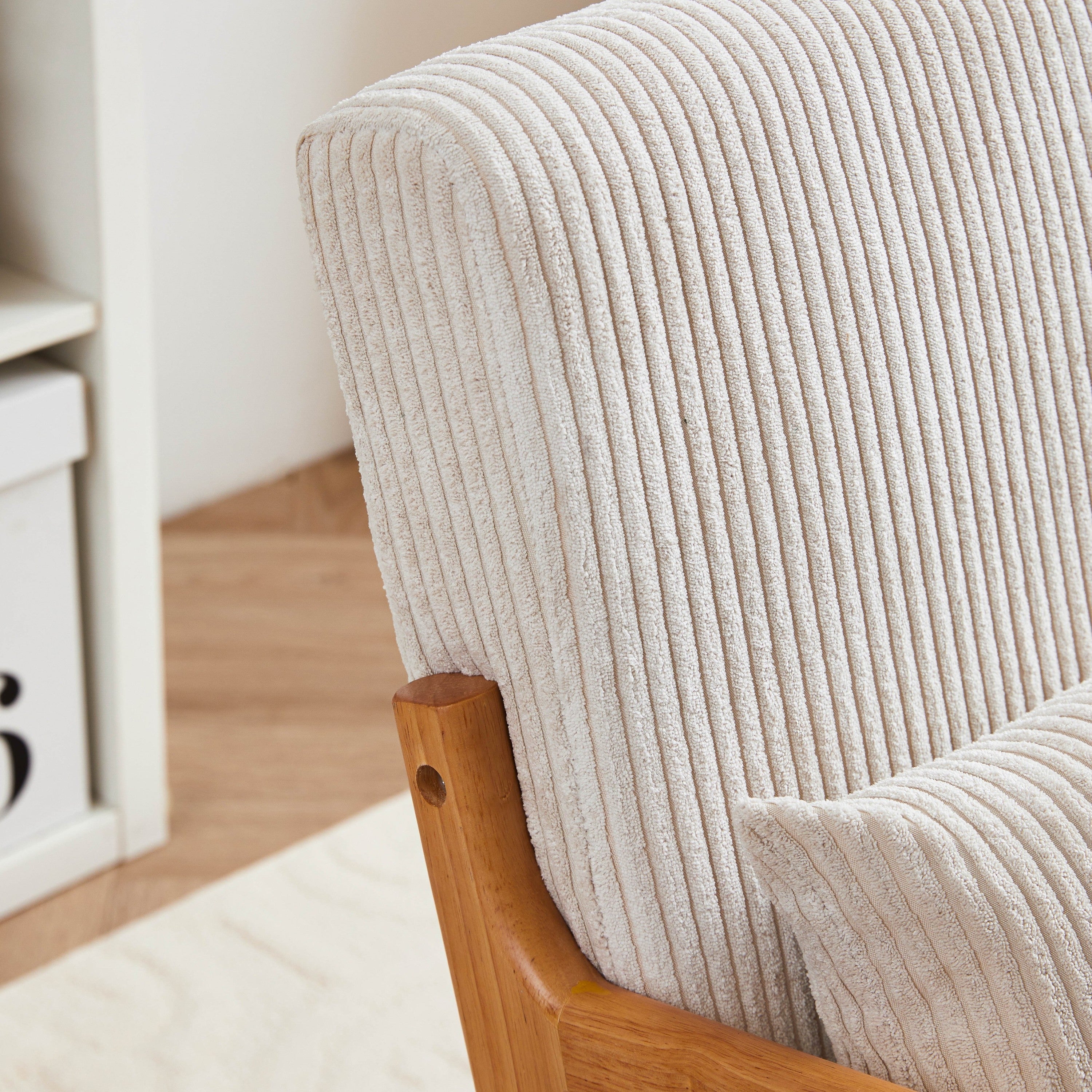 Mid-Century Modern Accent Chair with Pillow Upholstered Arm Chair in Beige Polyester and Solid Wood Frame (beige) - Grand Goldman Shop