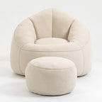 Bedding Bean Bag Sofa Chair with High-Pressure Foam and Footrest, Beige Microfiber - Grand Goldman Shop