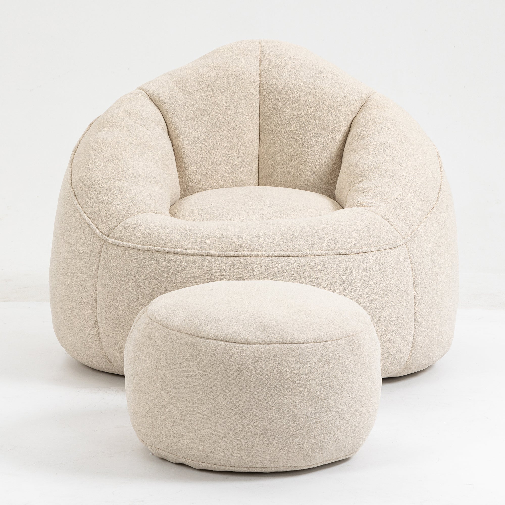 Bedding Bean Bag Sofa Chair with High-Pressure Foam and Footrest, Beige Microfiber - Grand Goldman Shop