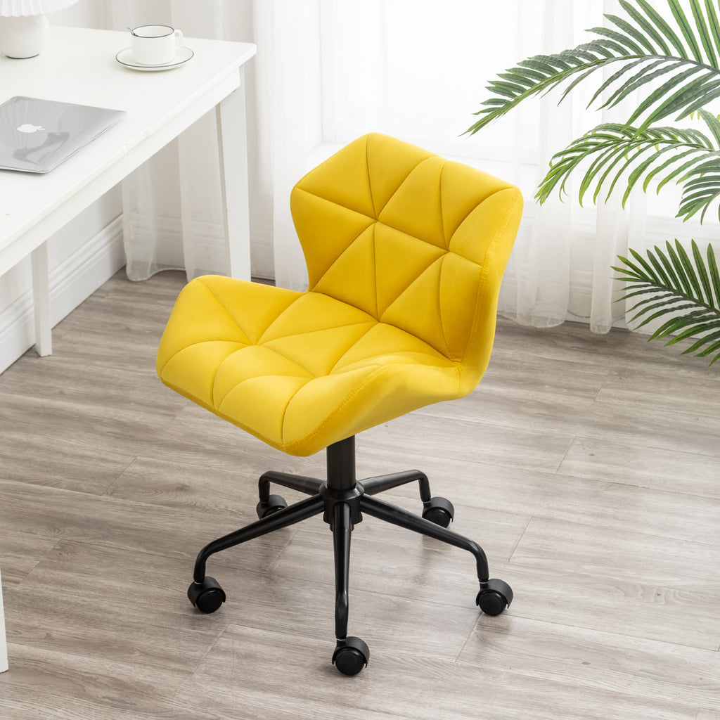 Eldon Diamond Tufted Adjustable Swivel Office Chair, Yellow - Grand Goldman