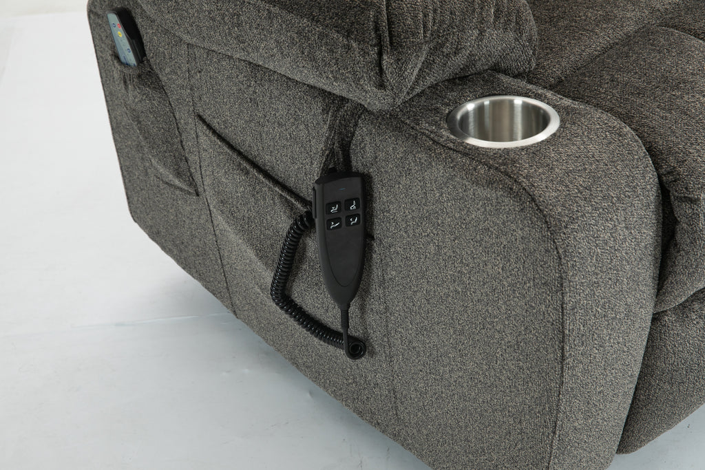 Lift Chair for Big and Tall Person with Inconvenient Legs: High Density Foam Lift Sofa with Heat and Massage, 2 Pockets, 2 Cup Holder, 2 Remote, OKIN Motor - Grand Goldman Shop