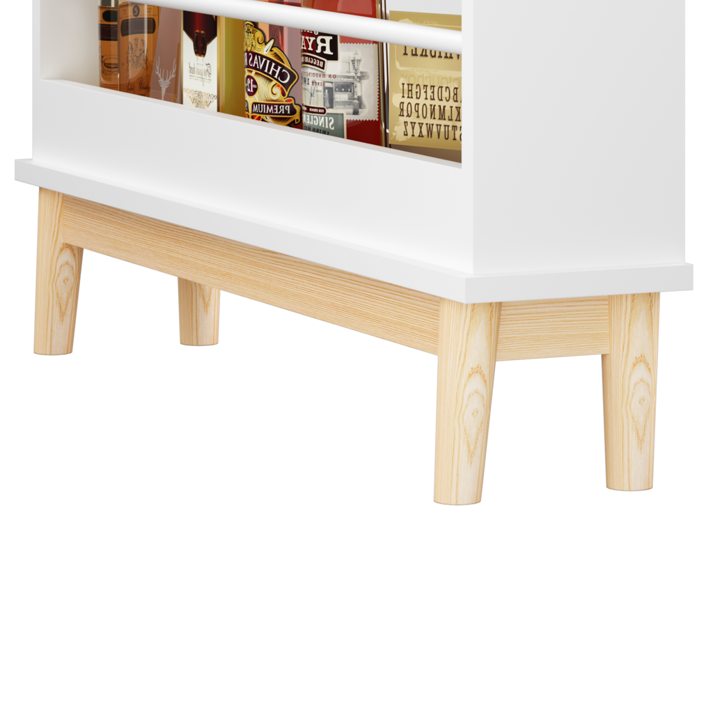 Modern White Wall-Mounted Kids Bookshelf with Natural Wood Base, 3 Front-Facing Display Shelves for Toddler Bedroom, Nursery 