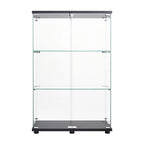 Two Door Glass Cabinet Glass Display Cabinet with 3 Shelves, Black - Grand Goldman Shop