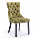 Nikki Collection Modern, High-end Tufted Solid Wood Contemporary Velvet Upholstered Dining Chair with Wood Legs Nailhead Trim 2-Pcs Set,Olive-Green,SW2001OL - Grand Goldman Shop