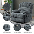23' Seat Width and High Back Large Size Blue Grey Chenille Power Lift Recliner Chair with 8-Point Vibration Massage and Lumbar Heating - Grand Goldman Shop