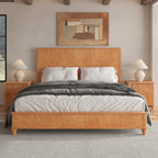 3-Piece Bedroom set with a King Size Bed and 2 Nightstands, Natural - Grand Goldman Shop