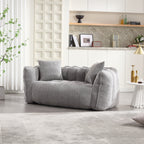 Cozy Beanbag Chair with High Resilience Foam Core for Two - Grey Chenille, 66x35x25 inches - Grand Goldman Shop