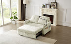 Modern 53.9' Loveseat Pull-out Sofa Bed with Adjustable Backrest, Cup Holders, Charging Ports & Side Storage in Beige Chenille - Grand Goldman Shop