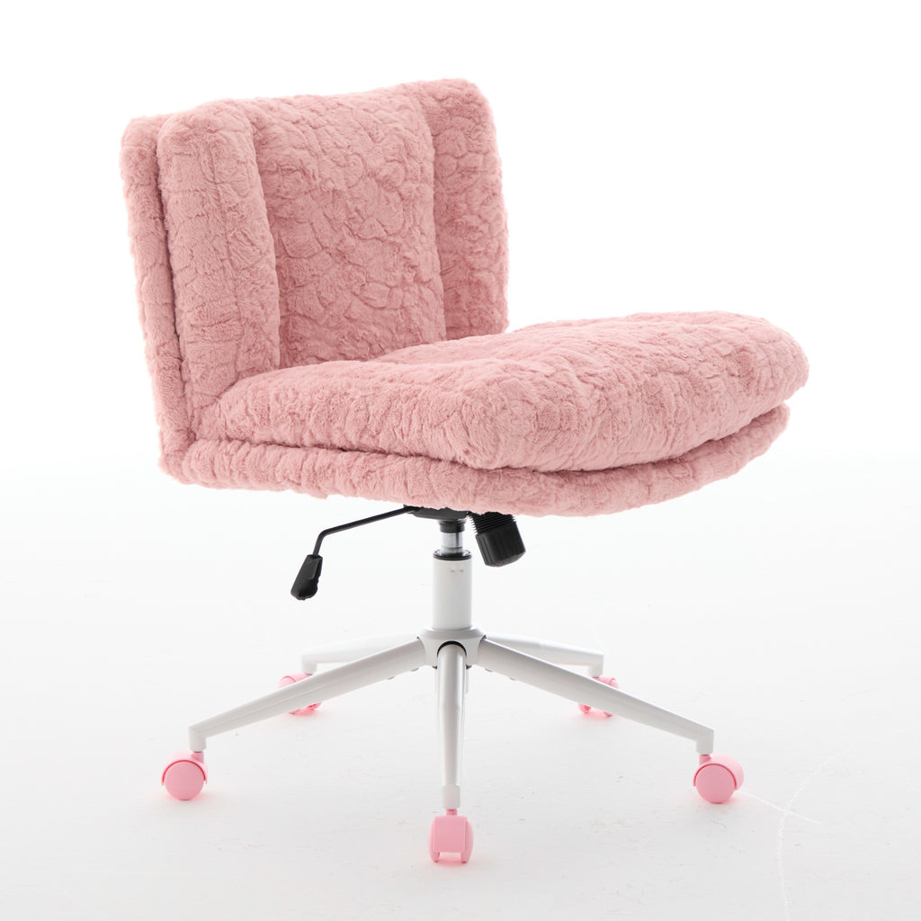 W26.4 inch Wider seat Office Chair,Artificial rabbit hair Home Office Chair with Metal Base,Adjustable Desk Chair Swivel Offi