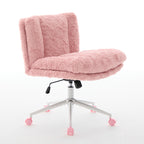 W26.4 inch Wider seat Office Chair,Artificial rabbit hair Home Office Chair with Metal Base,Adjustable Desk Chair Swivel Offi