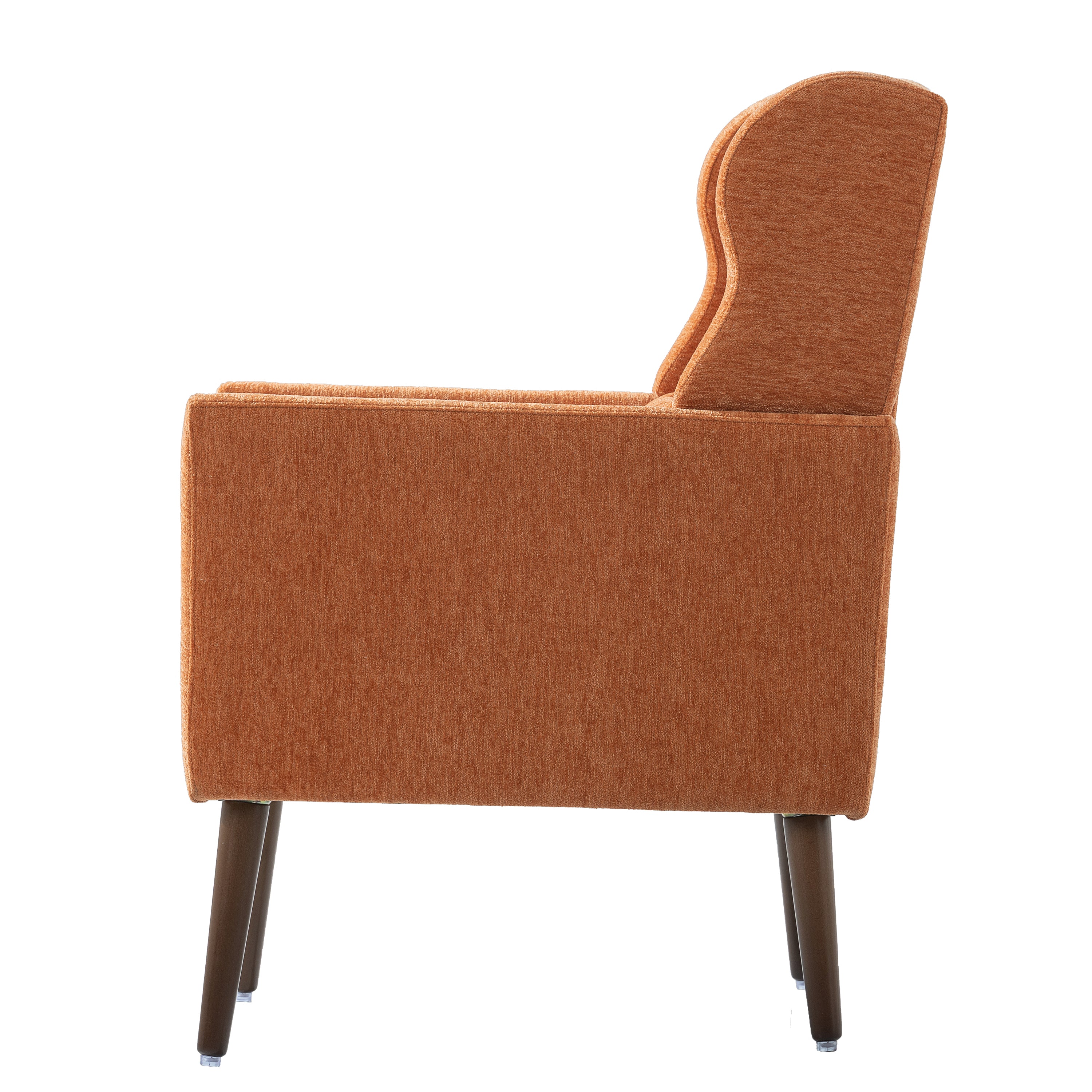 Modern Accent Chair,Chenille Arm Chairs for Living Room,Upholstered Mordern Armchair,Comfy Soft Padded Lounge Chair in Small Space, Bedroom, w/Pillow, Solid Wood Leg (Orange) - Grand Goldman Shop