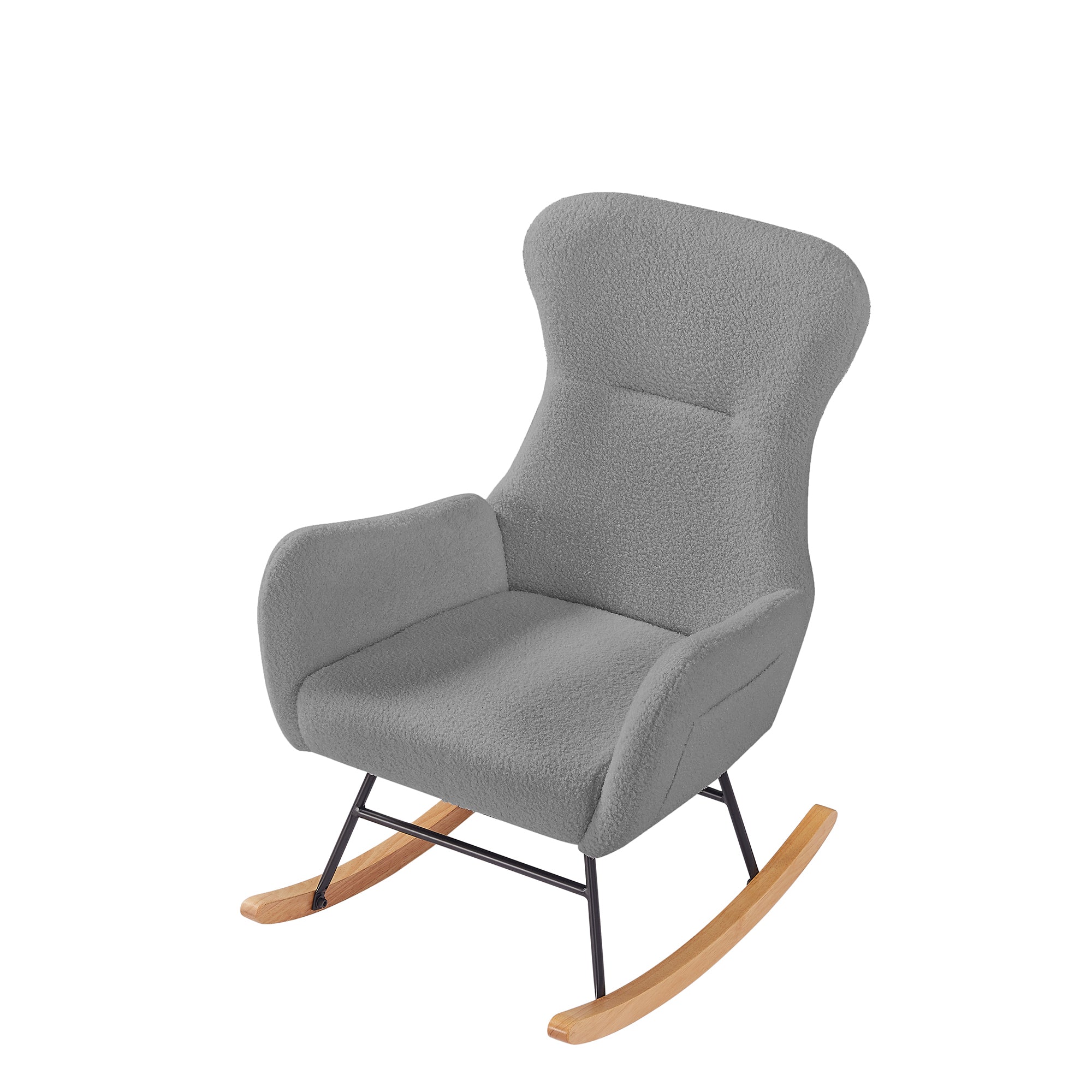GREY teddy fabric rocking chair - Grand Goldman Shop