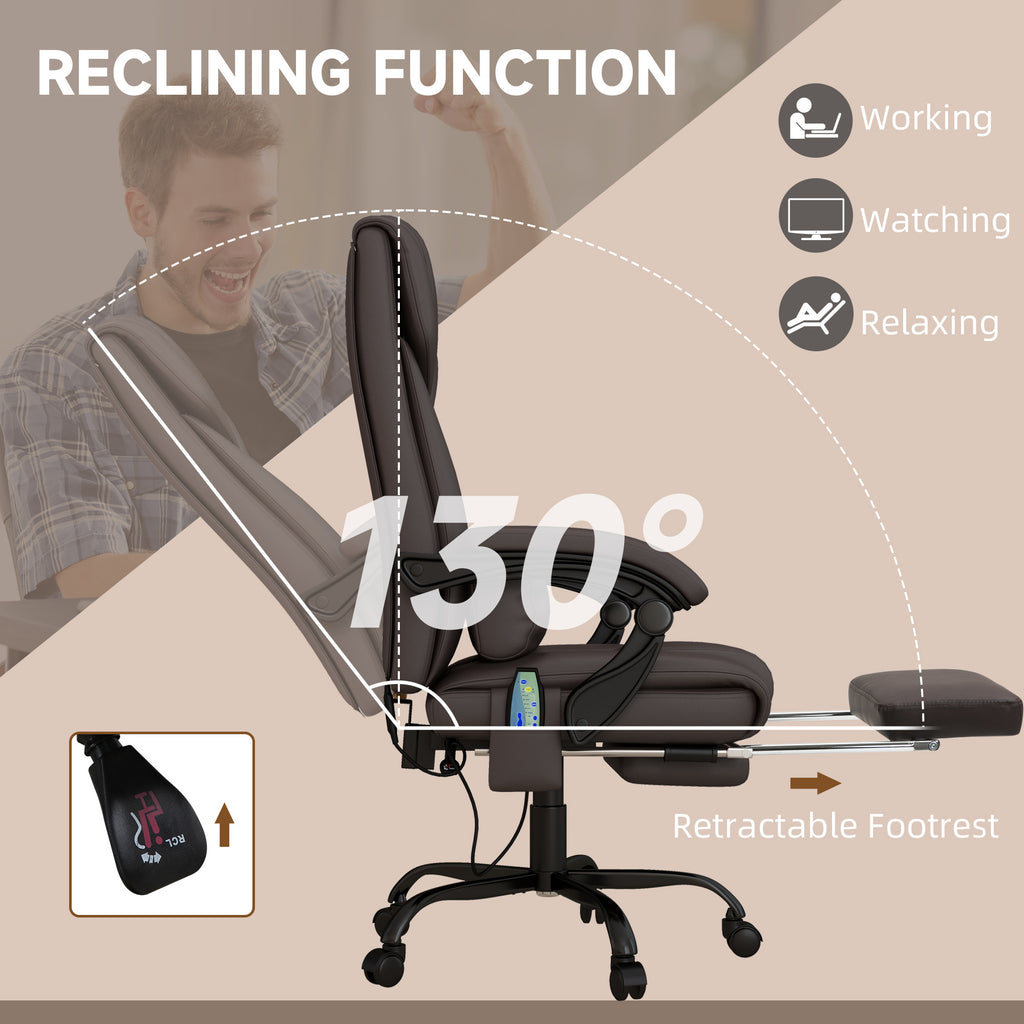 High Back Vibration Massage Office Chair with 6 Points, Hight Adjustable Computer Desk Chair, Reclining Office Chair with Ret
