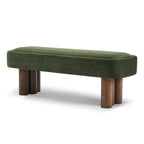 Indoor Green Fabric Dining Bench with Walnut Color Legs, 51.57'L Upholstered Seating for Kitchen, Dining Room and Living Space,250lbs Capacity - Grand Goldman Shop