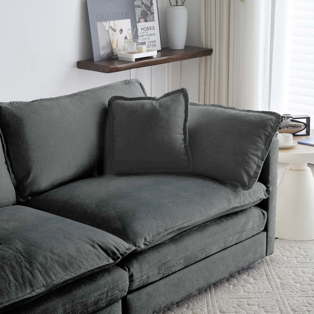 Chenille Fabric Ottomans Footrest to Combine with 2 Seater Sofa, 3 Seater Sofa and 4 Seater Sofa, Grey Chenille - Grand Goldman Shop