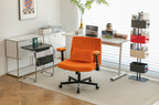 Orange Velvet Criss Cross Armrest Office Chair with Wheels - Stylish for Home Office, Gaming & Makeup - Grand Goldman