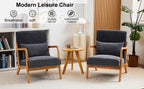Mid-Century Modern Accent Chair with Pillow Upholstered Arm Chair in Beige Polyester and Solid Wood Frame (beige) - Grand Goldman Shop