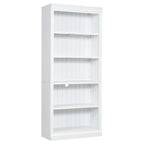 83.4' Tall Wood Bookcase with light strip,5-Tier Decor Bookshelves with Adjustable Shelves,Storage Organizer for CDs/Books,Free Standing Storage Shelves for Living Room,Home Office,White - Grand Goldman Shop
