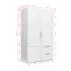 High wardrobe and kitchen cabinet with 2 doors, 2 drawers and 5 storage spaces,white - Grand Goldman Shop
