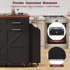 K&K 47.2' Farmhouse Kitchen Island with Drop Leaf, Kitchen Storage Island with Removable Side Racks, Two Drawers, Rolling Kitchen Cart on Wheels with Towel Rack, for Home, Kitchen, Dining Room, Black - Grand Goldman Shop