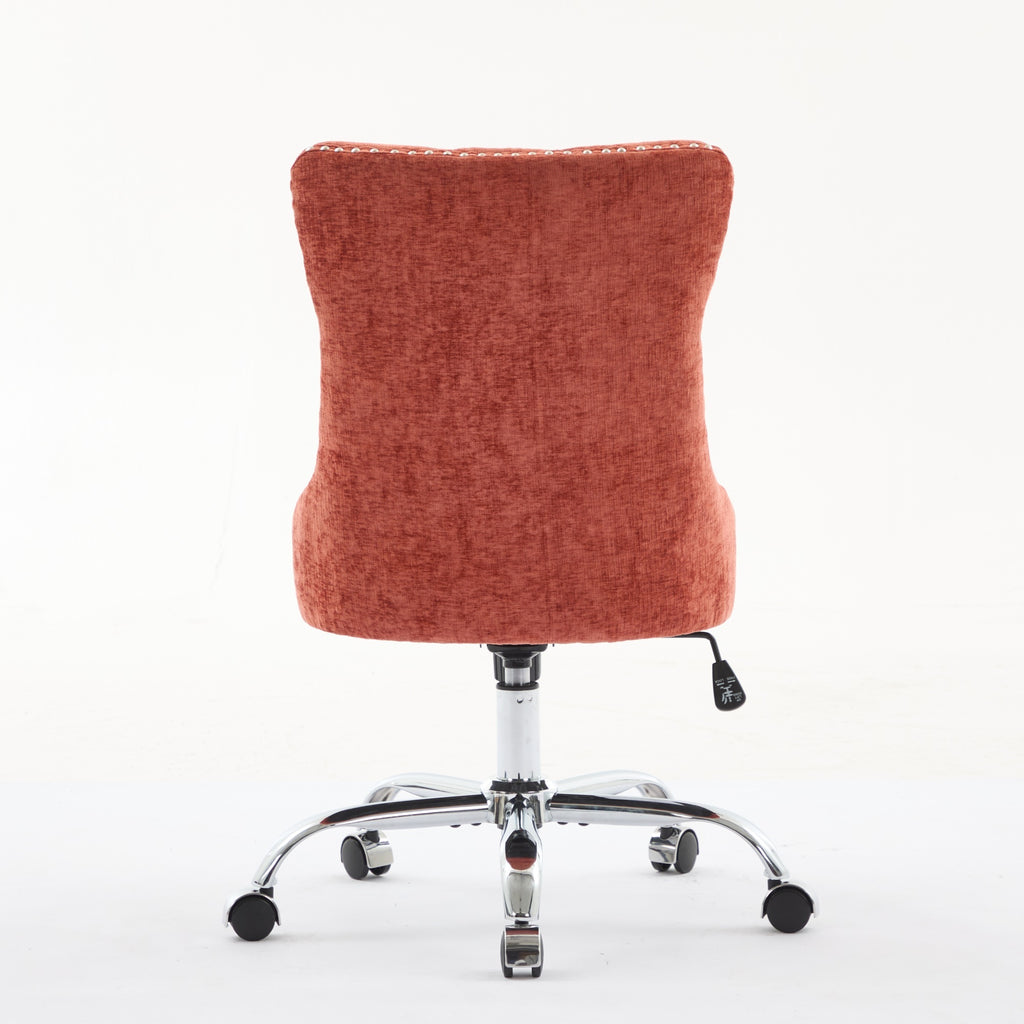 A&A Furniture Office Chair,Modern Chenille Upholstered Tufted Button Home Office Chair with Chrome Metal Base,Adjustable Desk