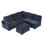 U_STYLE L-shaped Pull-Out Sofa Bed with Storage, USB Ports, and Cup Holders, Modular Design for Living Rooms, Offices & Apartments - Grand Goldman Shop