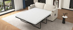 Beige Corduroy Sleeper Sofa Loveseat with Full Size Mattress, USB Ports, Cup Holders, Side Pockets, Phone Holder - Grand Goldman Shop