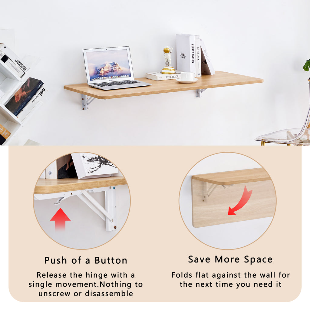 Laundry Room Folding Table Wall Mounted Folding Table for Small Spaces,Fold Down Desk,Workbench,Addition to Garage & Shed/Home Office/Laundry Room/Home Bar/Kitchen & Dining Room,45*22*6.5 inches. - Grand Goldman Shop