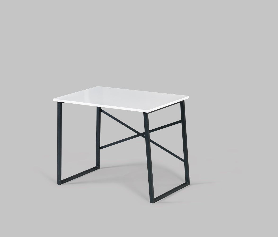 Furnish Home Store Lator Black Metal Frame 35' Wooden Top Small Writing and Computer  Desk for Teens Bedroom, White - Grand G