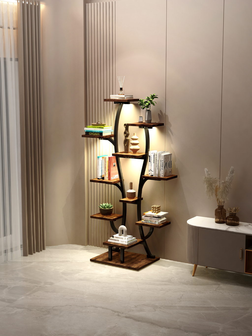 (Vase Shape) Plant Stand Indoor with Grow Lights, Indoor Plant Shelf, Metal Plant Flower Holder Stand, Vase Shape Plant Rack for Home, Patio, Plant Stand, Plant Stand Indoor - Grand Goldman Shop