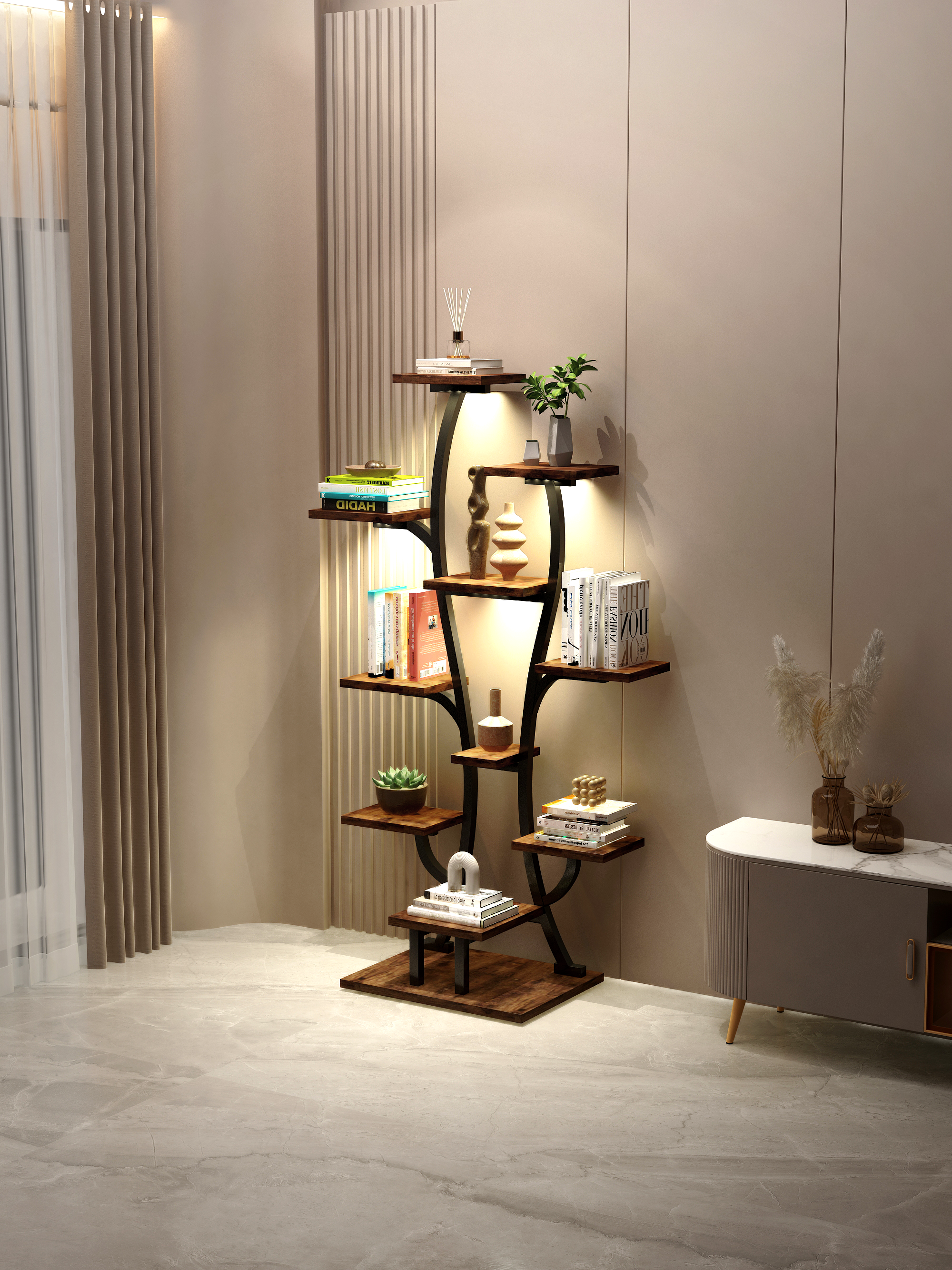 (Vase Shape) Plant Stand Indoor with Grow Lights, Indoor Plant Shelf, Metal Plant Flower Holder Stand, Vase Shape Plant Rack for Home, Patio, Plant Stand, Plant Stand Indoor - Grand Goldman Shop