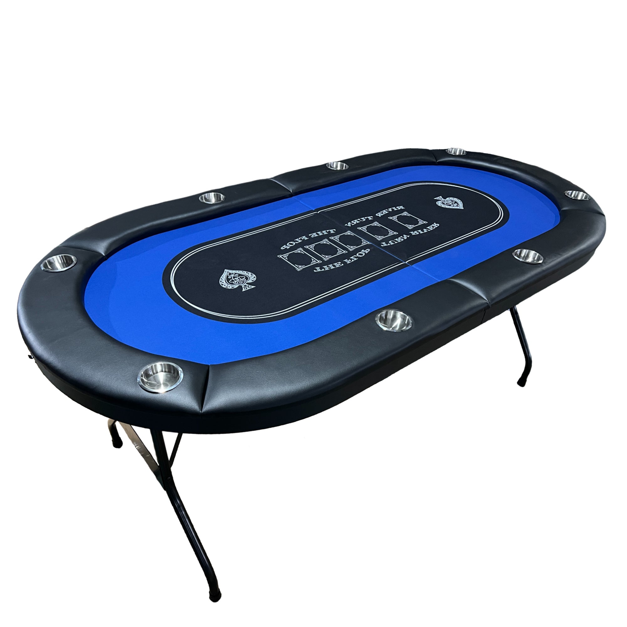 INO Design 71 inches Foldable Poker Table Portable for Casion Texas Hold'em Games with Blue Felt | Premium Home Decor - Grand