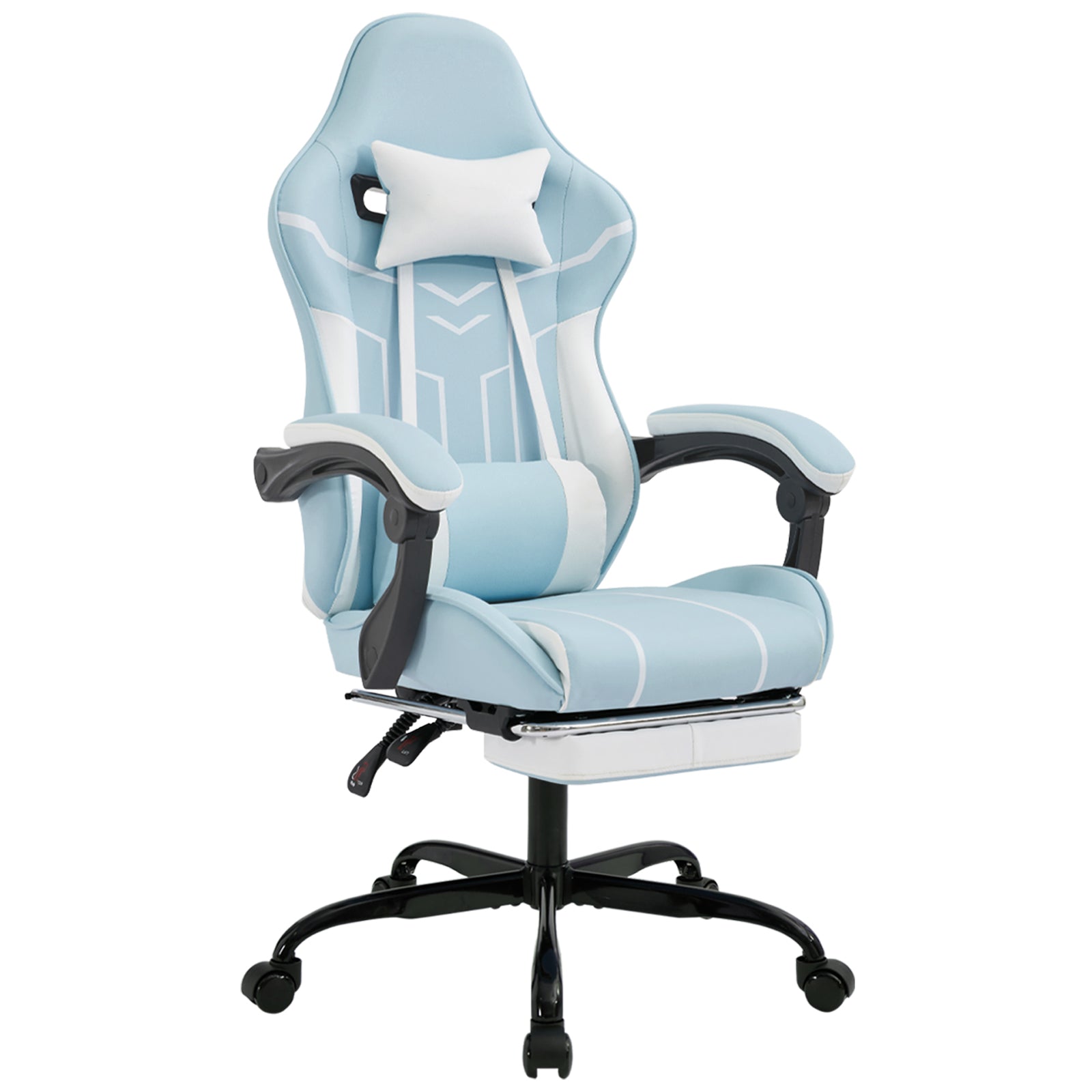 Gaming chair, Computer Chair Ergonomic Chair with Footrest Office Chair Ergonomic Computer Chair with Lumbar Backrest Bluewhi