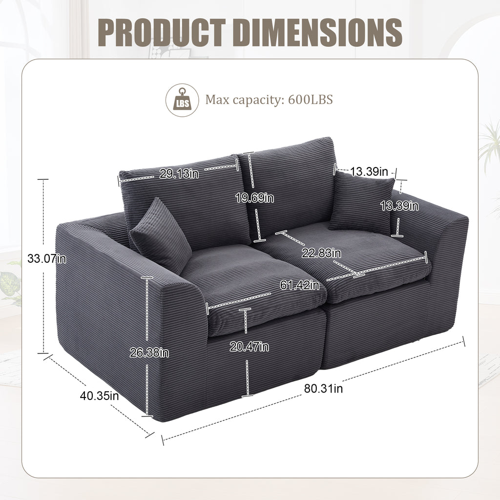 UNITED WE WIN Modular Sectional Sofa Cloud Couch,Comfy Cloud Modern Sofa,2 Seater with Cushion Covers Removable Furniture for Living Room Bedroom Apartments Dorms,No Assembly Required - Grand Goldman Shop