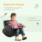 Kids Sofa Rocking Chair with Side Pocket, PU Leather Toddler Armchair for Children Grey - Grand Goldman