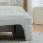 64.96'Wide Modern Upholstered Armless Upholstered Bedroom Benches End of Bed Bench for Entryway, Ottoman Foot Stool for Living Room and Bedroom, Entryway,Light gray Boucle - Grand Goldman Shop