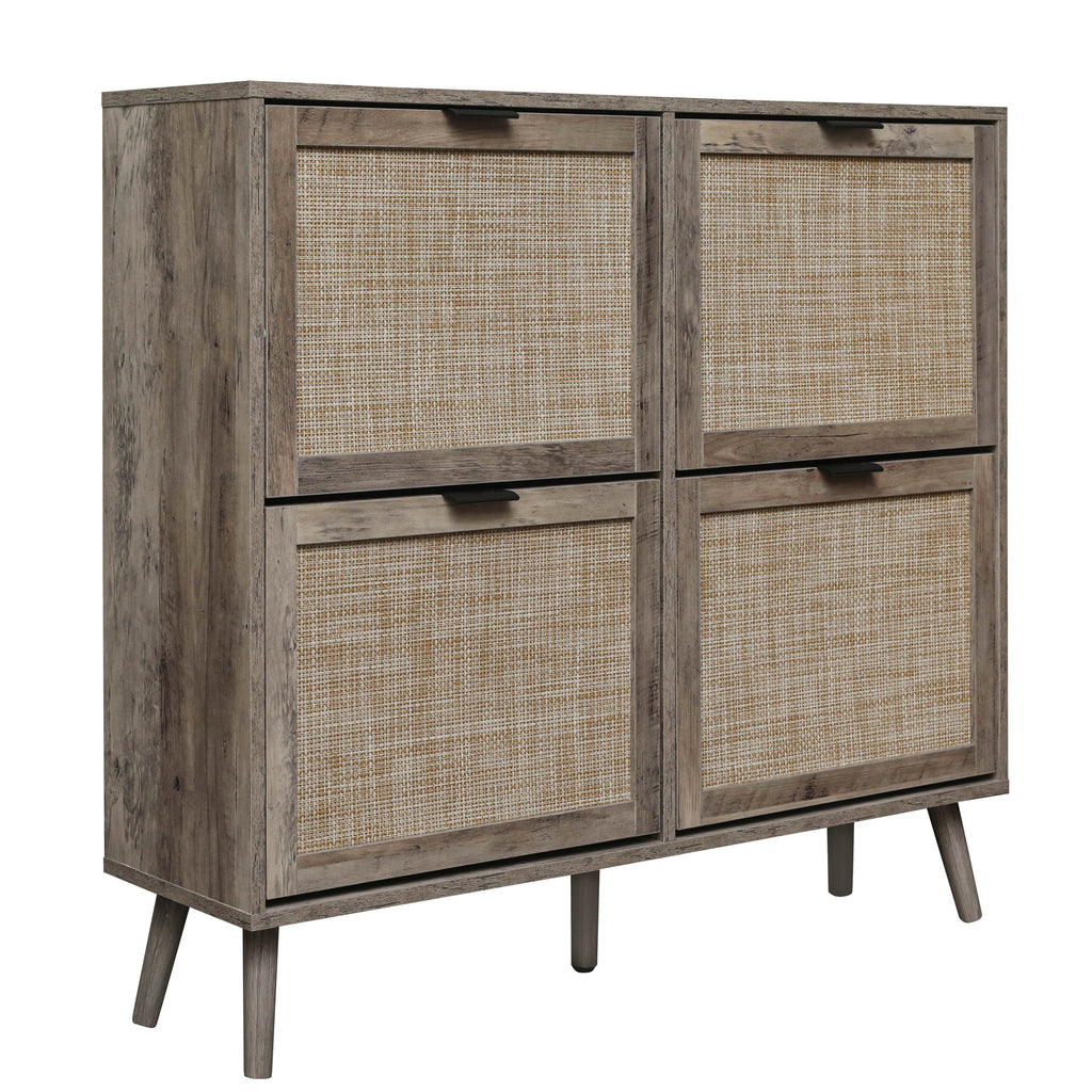 4 Door Shoe Rack, Freestanding Modern Shoe Storage Cabinet, for Entryway - Grand Goldman Shop