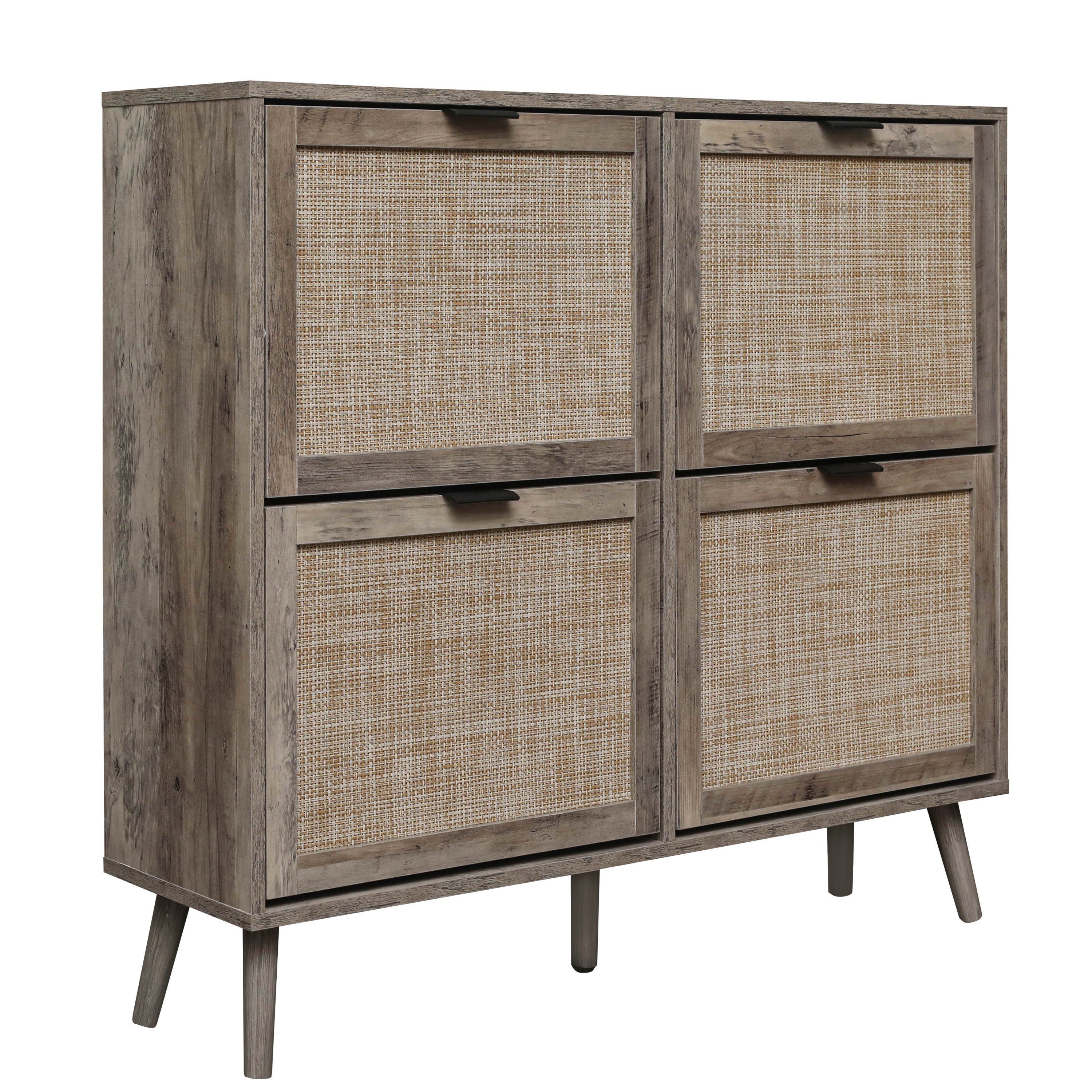 4 Door Shoe Rack, Freestanding Modern Shoe Storage Cabinet, for Entryway - Grand Goldman Shop