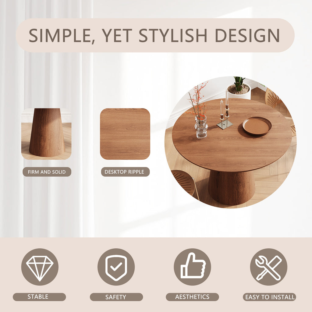43 inch circular dining table, modern minimalist round table, MDF grain dining table, one handle and two packs - Grand Goldman Shop