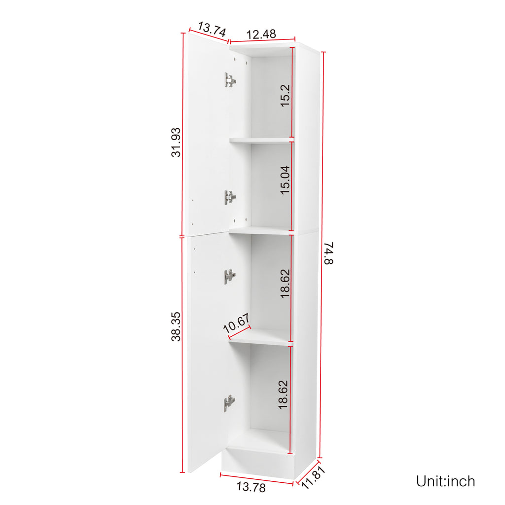 Elegant White Freestanding Cabinet with Inadjustable Shelves and Two Doors for Kitchen and Dining Room - Grand Goldman Shop