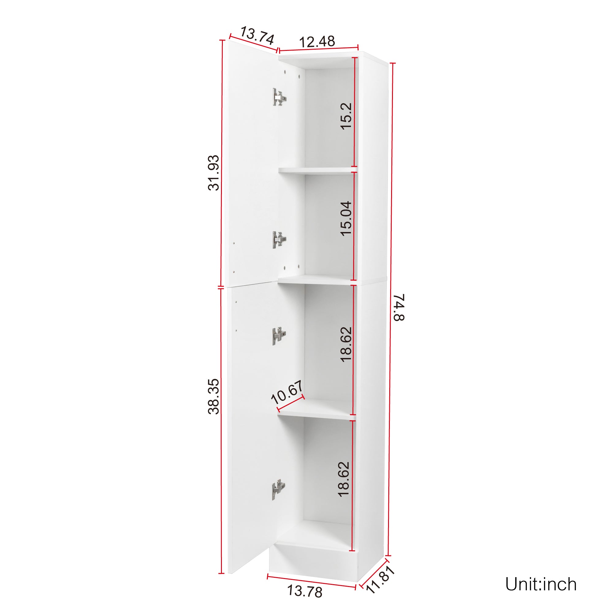 Elegant White Freestanding Cabinet with Inadjustable Shelves and Two Doors for Kitchen and Dining Room - Grand Goldman Shop