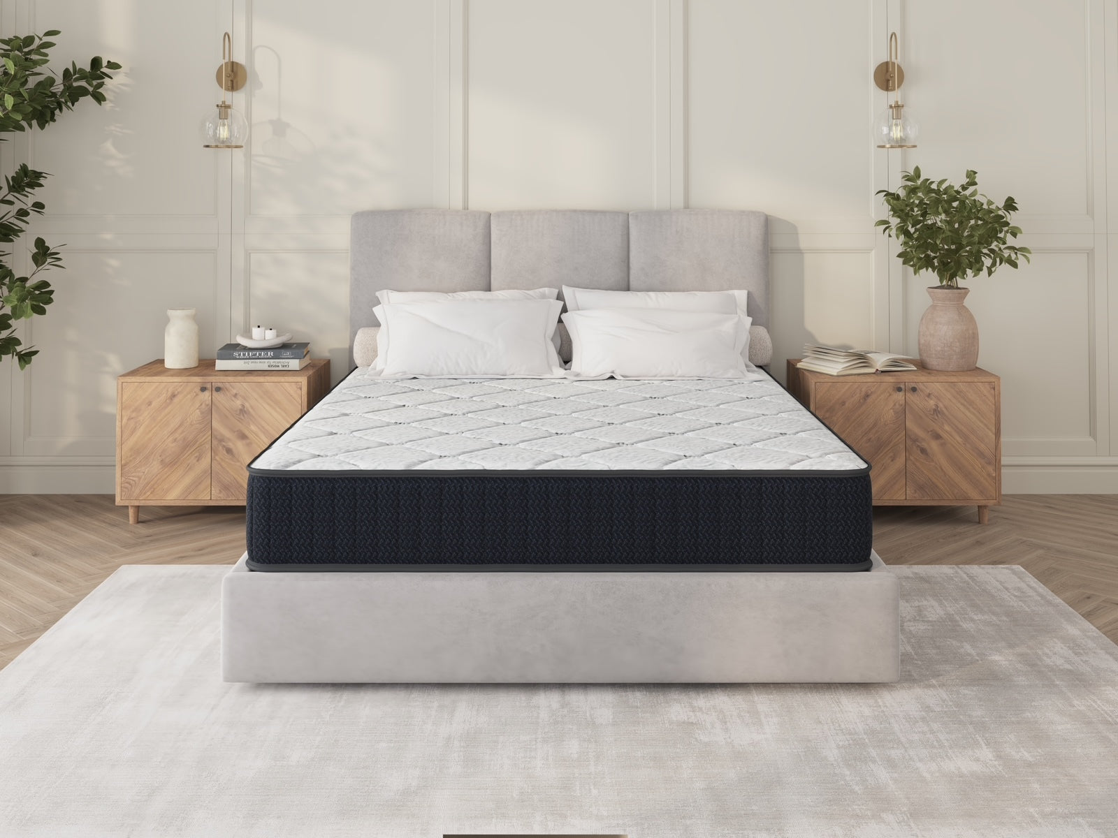 Assembled in USA - 10' Twin Nest Basic Innerspring Hybrid Mattress, Pressure Relief, and Motion Isolation, CertiPUR-US and Oeko TEX Certified - Grand Goldman Shop