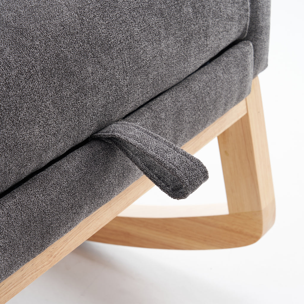 LY-5104 Gray Accent Rocking Chair with Footrest High Back Rubber Wood Rocking Legs - Grand Goldman Shop
