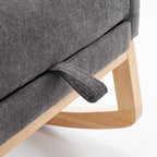 LY-5104 Gray Accent Rocking Chair with Footrest High Back Rubber Wood Rocking Legs - Grand Goldman Shop