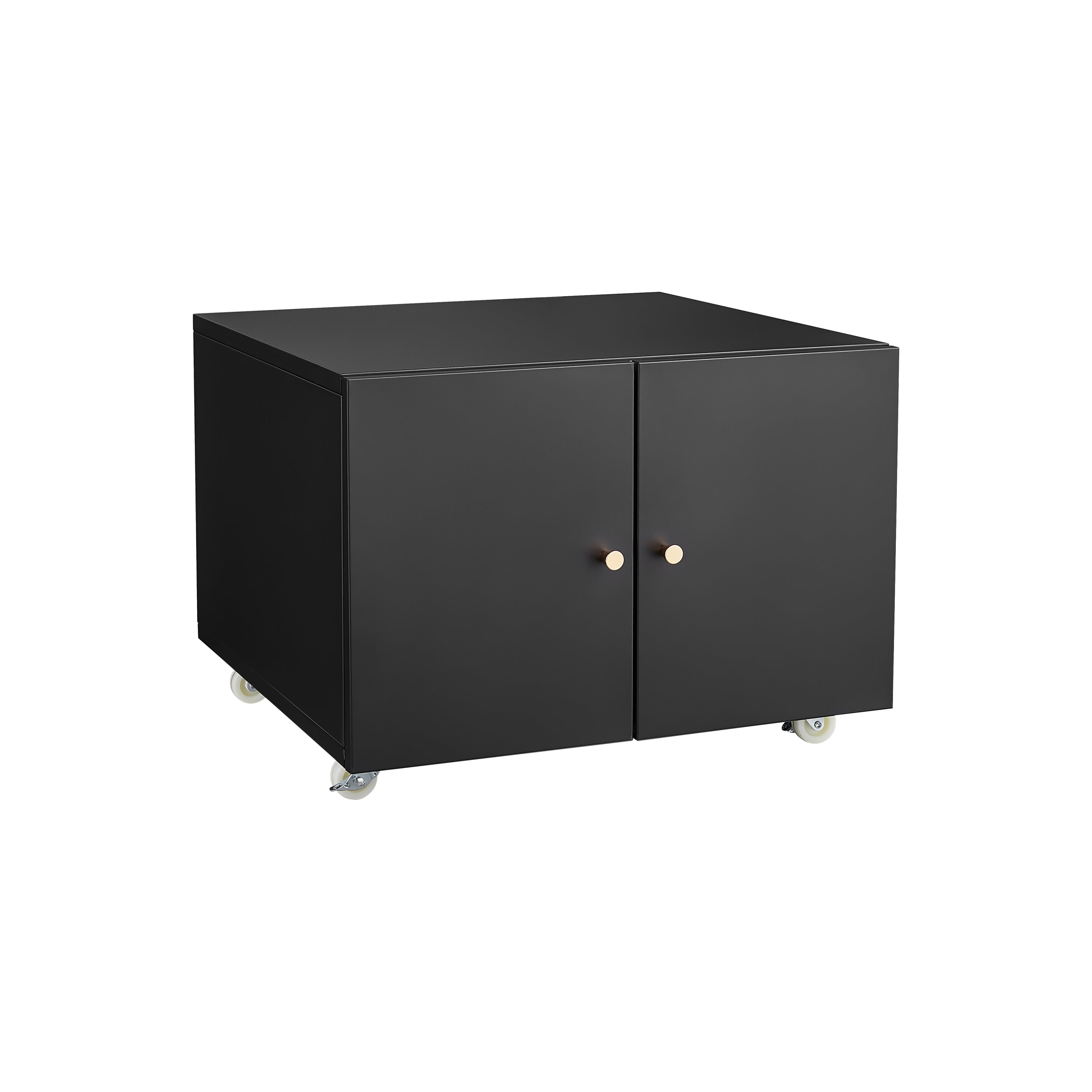 Modern Office Copier Cabinet Black 2-Door Steel Mobile Pedestal File Printer Stand | Premium Home Decor - Grand Goldman