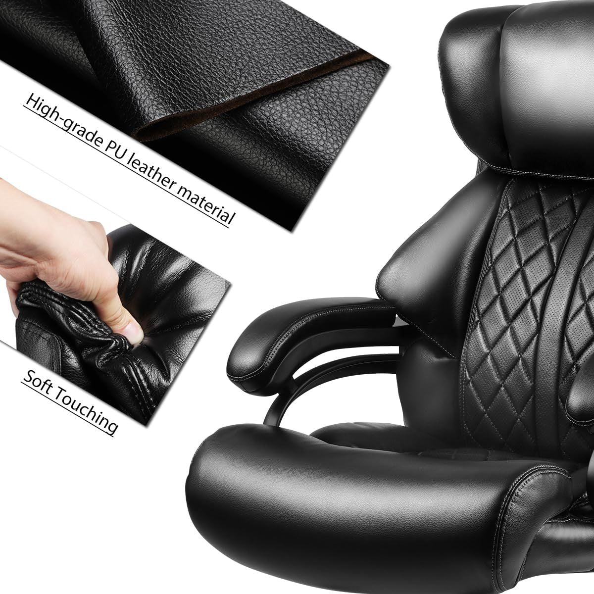 500lbs Big and Tall Office Chair for Heavy People Executive Office Chair with Wide Spring Seat Computer Desk Chair 360 Swivel